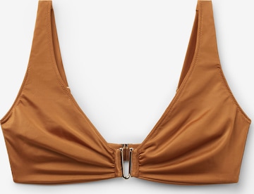 CALZEDONIA Bikini Top 'Shiny Satin' in Brown: front