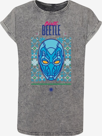 ABSOLUTE CULT T-Shirt 'Blue Beetle - Helmet' in Grau: predná strana