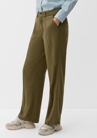 s.Oliver Wide leg Pleated Pants in Green: front