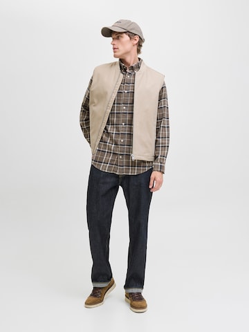 JACK & JONES Средняя посадка Рубашка 'JJECLASSIC' в Коричневый