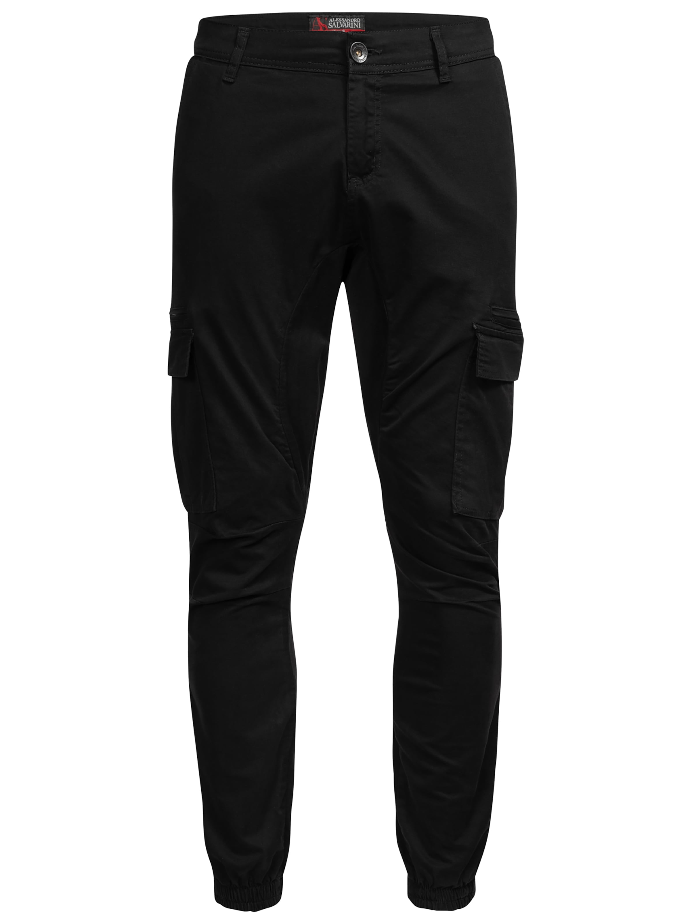 Alessandro Salvarini Regular Cargohose in Schwarz: Vorderseite