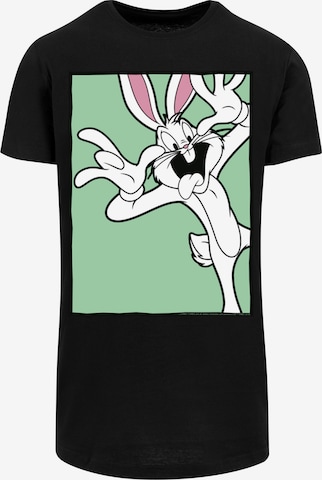 F4NT4STIC Shirt 'Looney Tunes Bugs Bunny Funny Face' in Zwart: voorkant
