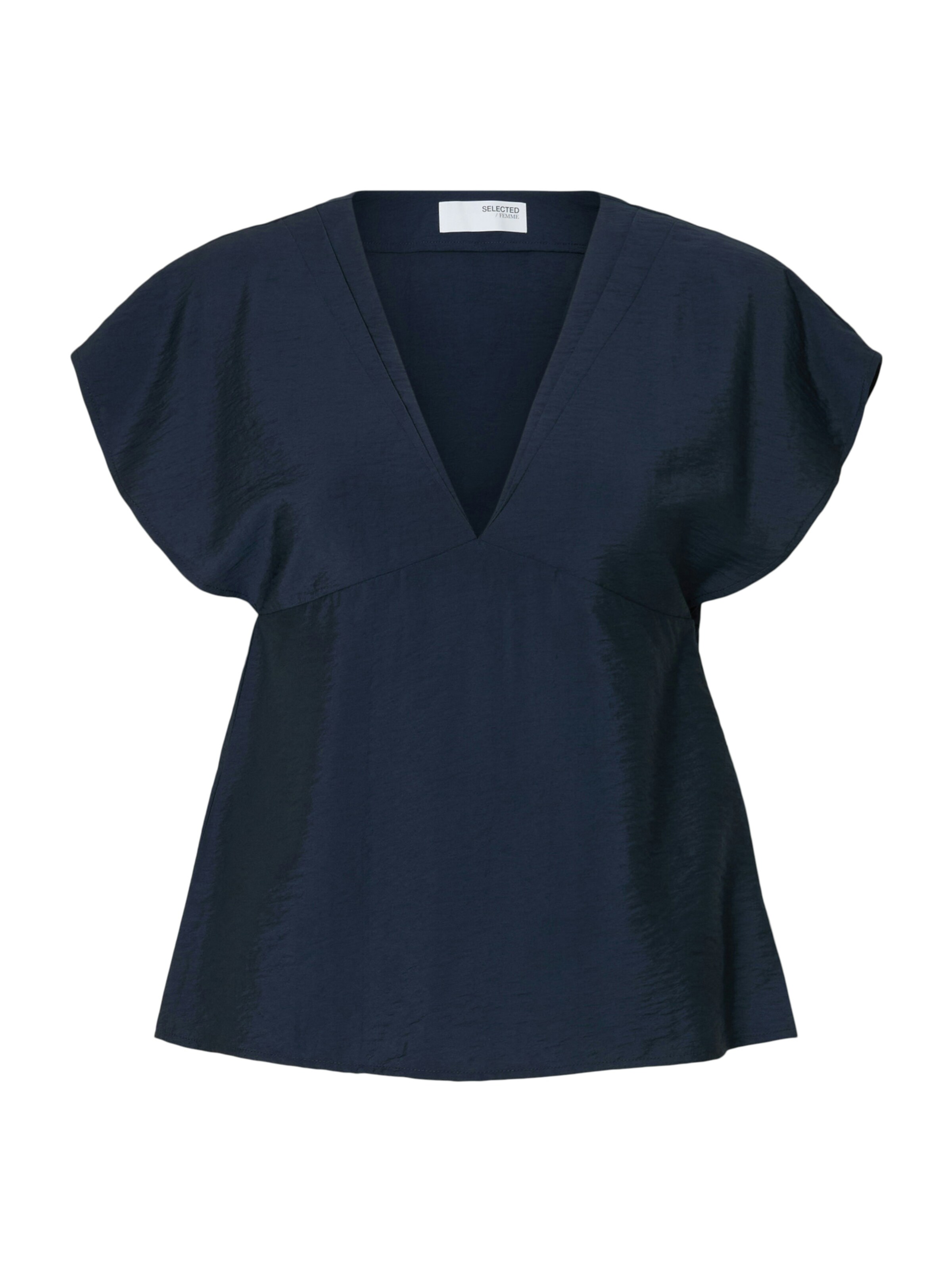 SELECTED Tunika 'SLFCALA SS V-NECK TOP EX' – modrá: přední strana