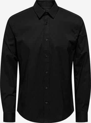 Only & Sons Slim fit Button Up Shirt 'Andy' in Black: front