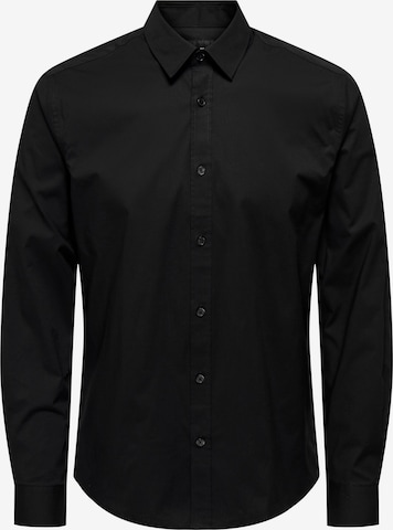 Only & Sons - Ajuste estrecho Camisa 'Andy' en negro: frente