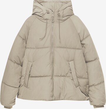 Pull&Bear Winter Jacket in Beige: front