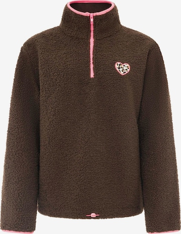 Sweat-shirt Zwillingsherz en marron : devant