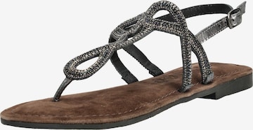 LAZAMANI T-Bar Sandals in Black: front