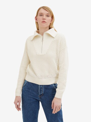 TOM TAILOR DENIM Sweater in Beige: front