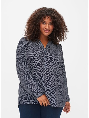 Zizzi Blouse 'CAANNI' in Blauw: voorkant