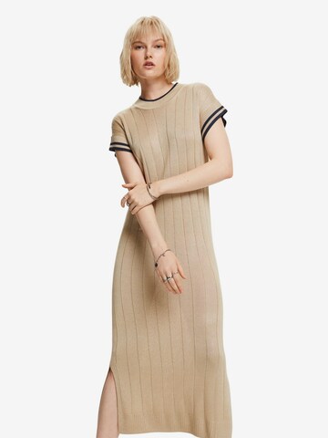 ESPRIT Knitted dress in Beige: front