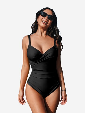 Cupshe Bralette Swimsuit in Black: front