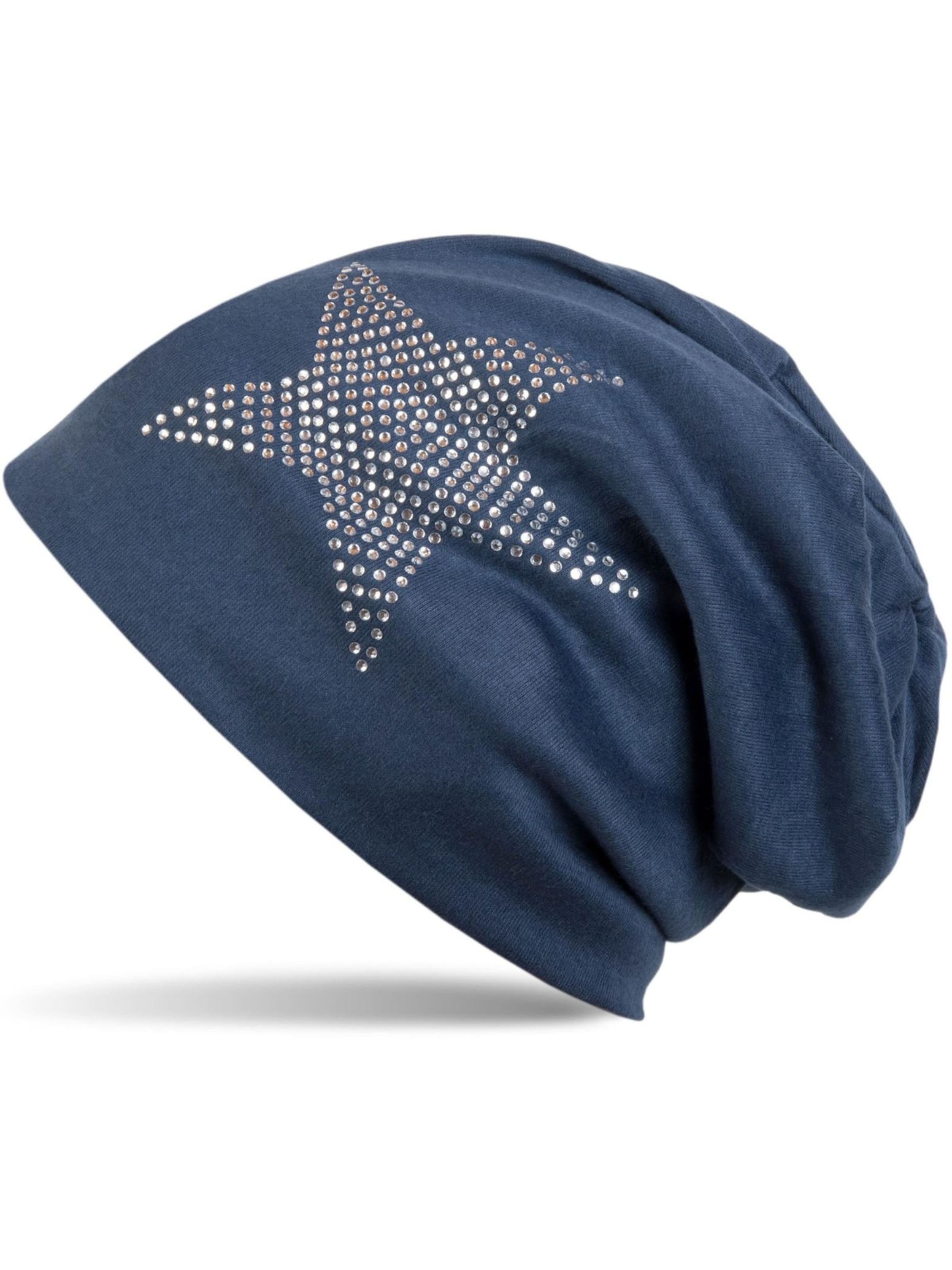 styleBREAKER Mütze 'Warme Beanie Mütze mit Strass Stern'‌‌‌‌ in Blau: Vorderseite