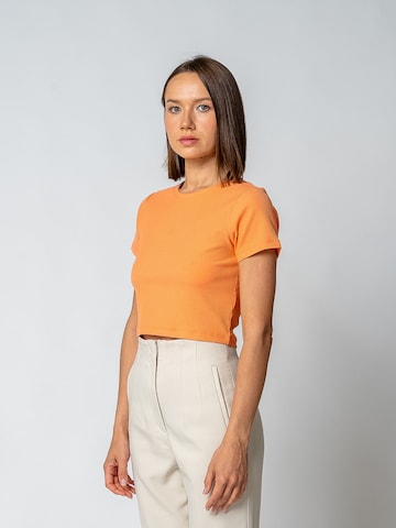 GORG Shirt 'Geripptes Cropped T-Shirt' in Oranje