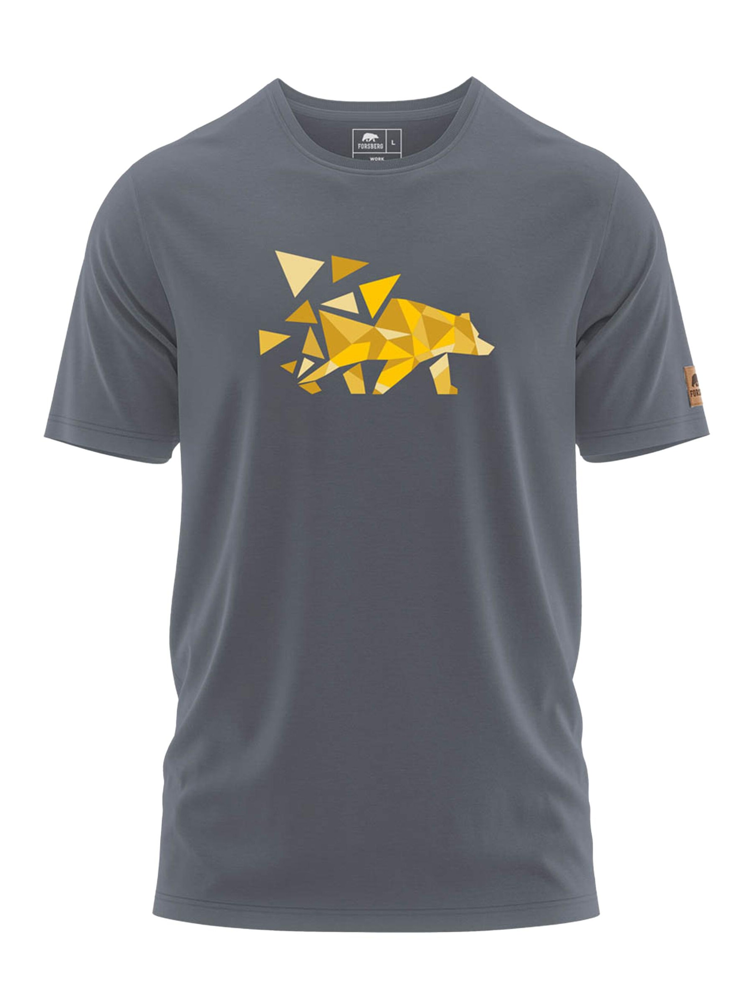 FORSBERG Shirt 'Mikkelson T-Shirt mit Polygonbär'‌‌ in Grau: Vorderseite