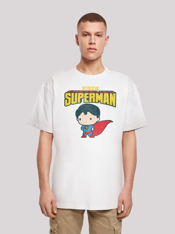 F4NT4STIC Shirt 'Superman Superheld My Dad Is My Hero' in Wit: voorkant