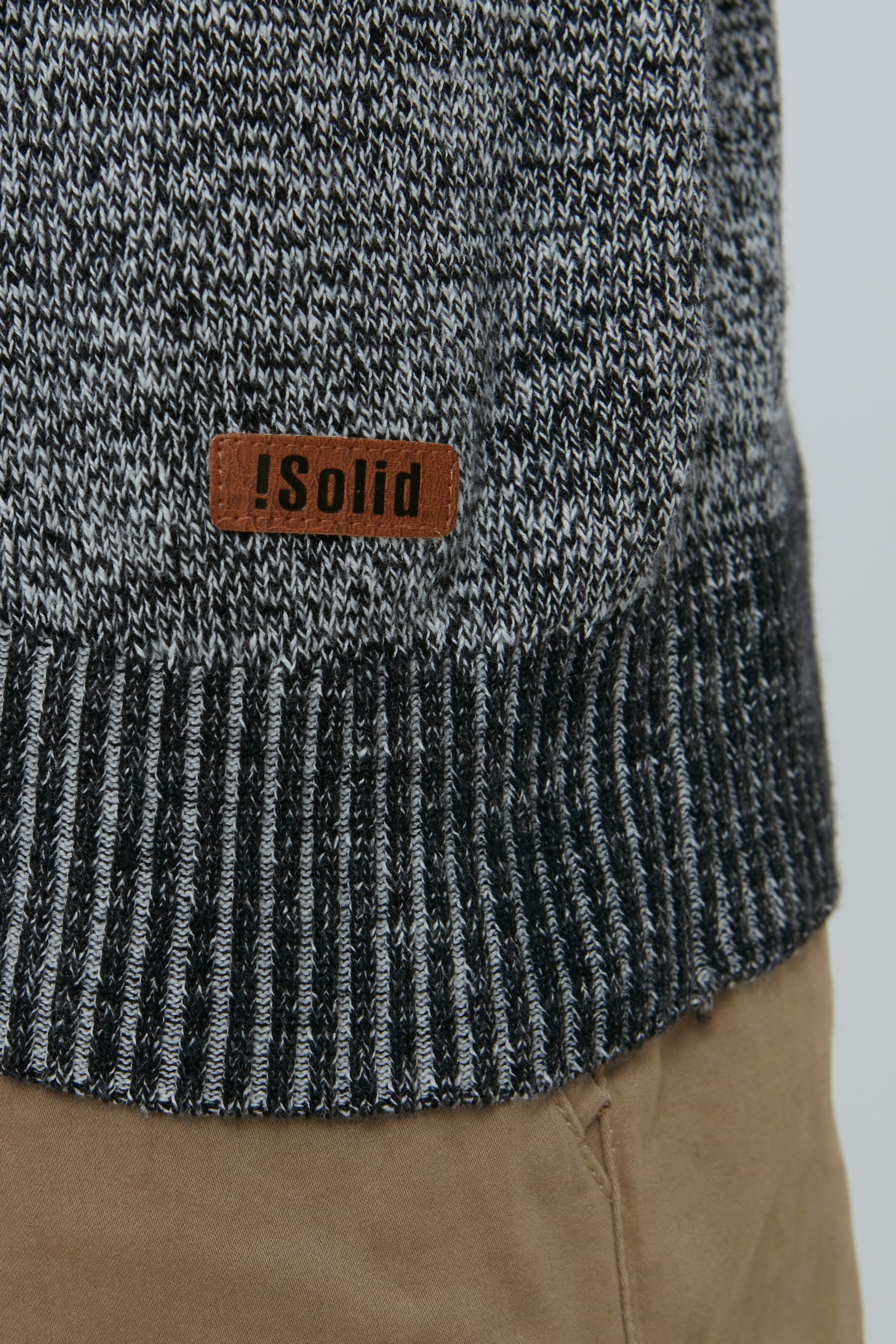Männer Pullover & Strick Solid Strickpullover 'Thian' in Graumeliert - PW03796 Männer Pullover & Strick Solid Strickpullover 'Thian' in Graumeliert - PW03796
