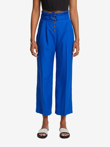 ESPRIT Regular Pleat-Front Pants in Blue: front