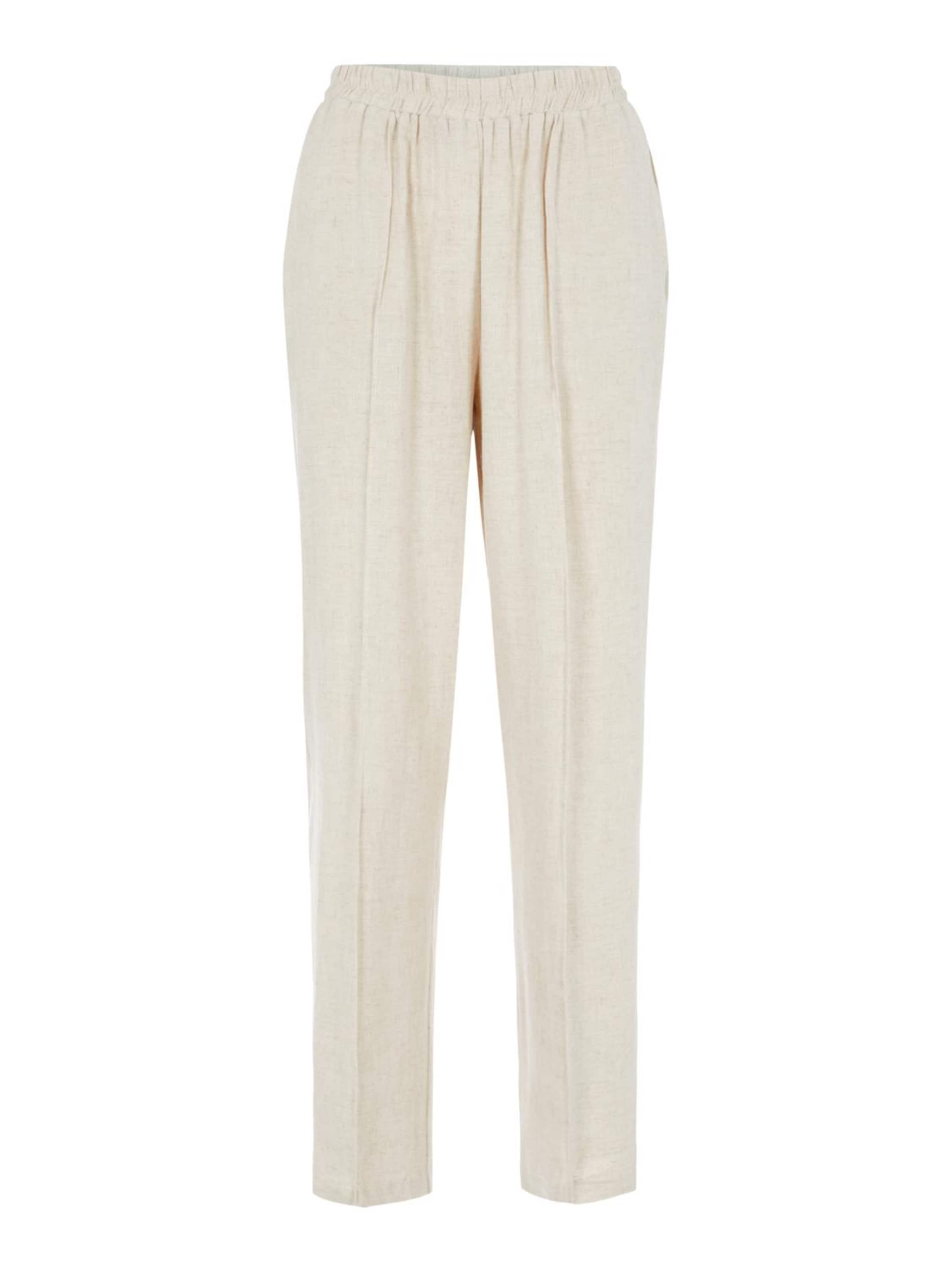 YAS Loosefit Bukser med lægfolder 'Viggi' i beige: forside