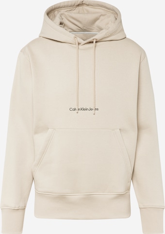 Sweat-shirt Calvin Klein Jeans en beige : devant