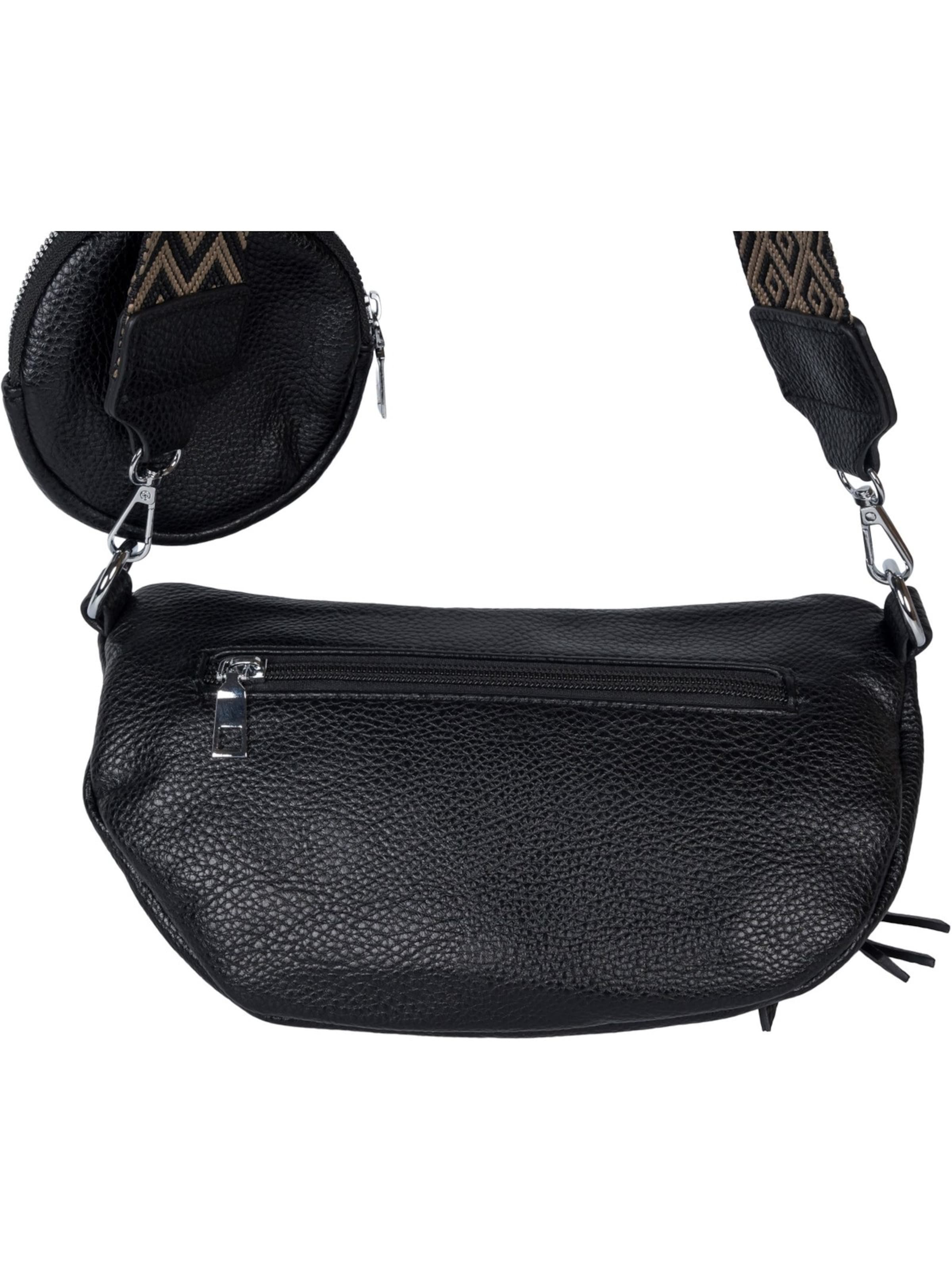 styleBREAKER Crossbody bag '2-Teiliges Set Halbmond Crossbody Bag' in Black