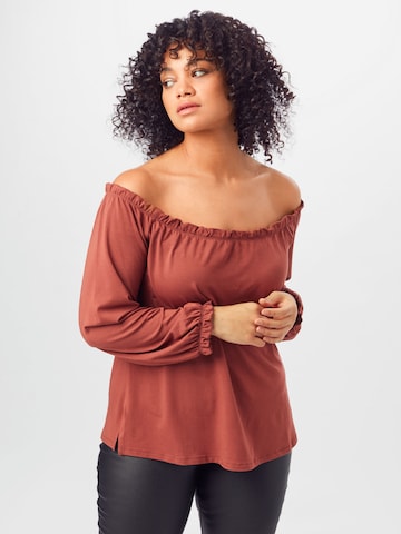 ABOUT YOU Curvy Shirt 'Elsa' in Bruin: voorkant