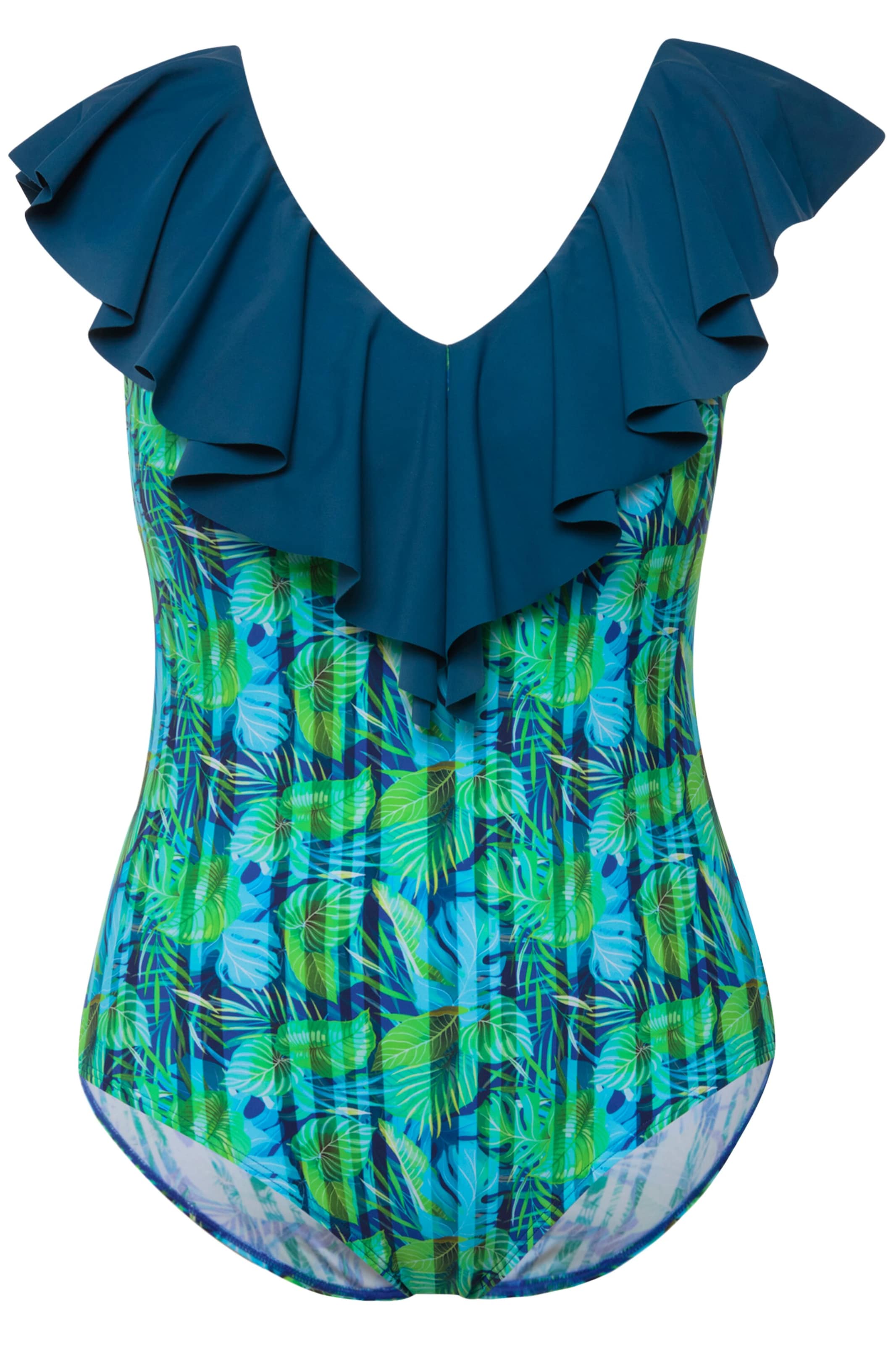 Ulla Popken Bustier Badpak in Groen: voorkant