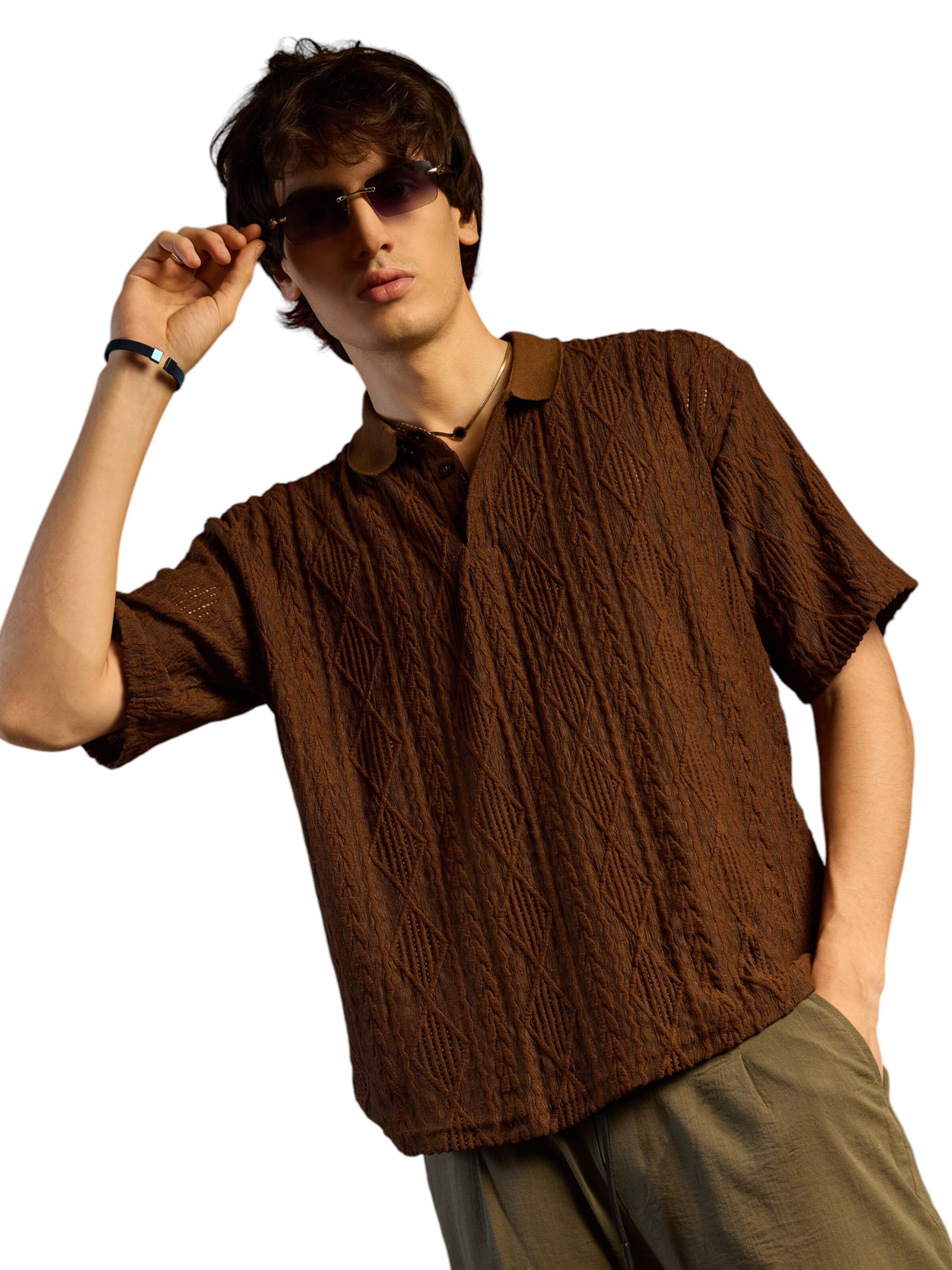 Campus Sutra Shirt in Brown