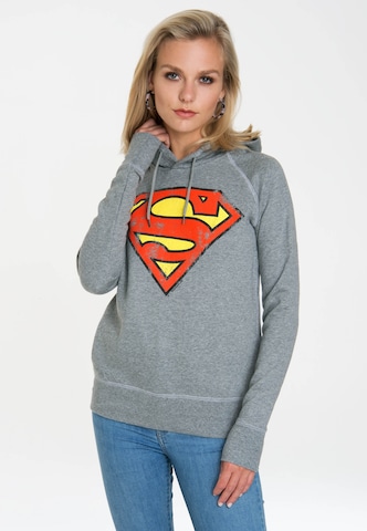 LOGOSHIRT Pullover 'Superman' in Grau: predná strana