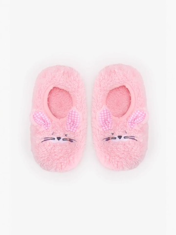 Penti Socken 'PENTI Mädchen Hausschuhsocken mit Karos und Häschen'‌‌‌ in Pink: Vorderseite
