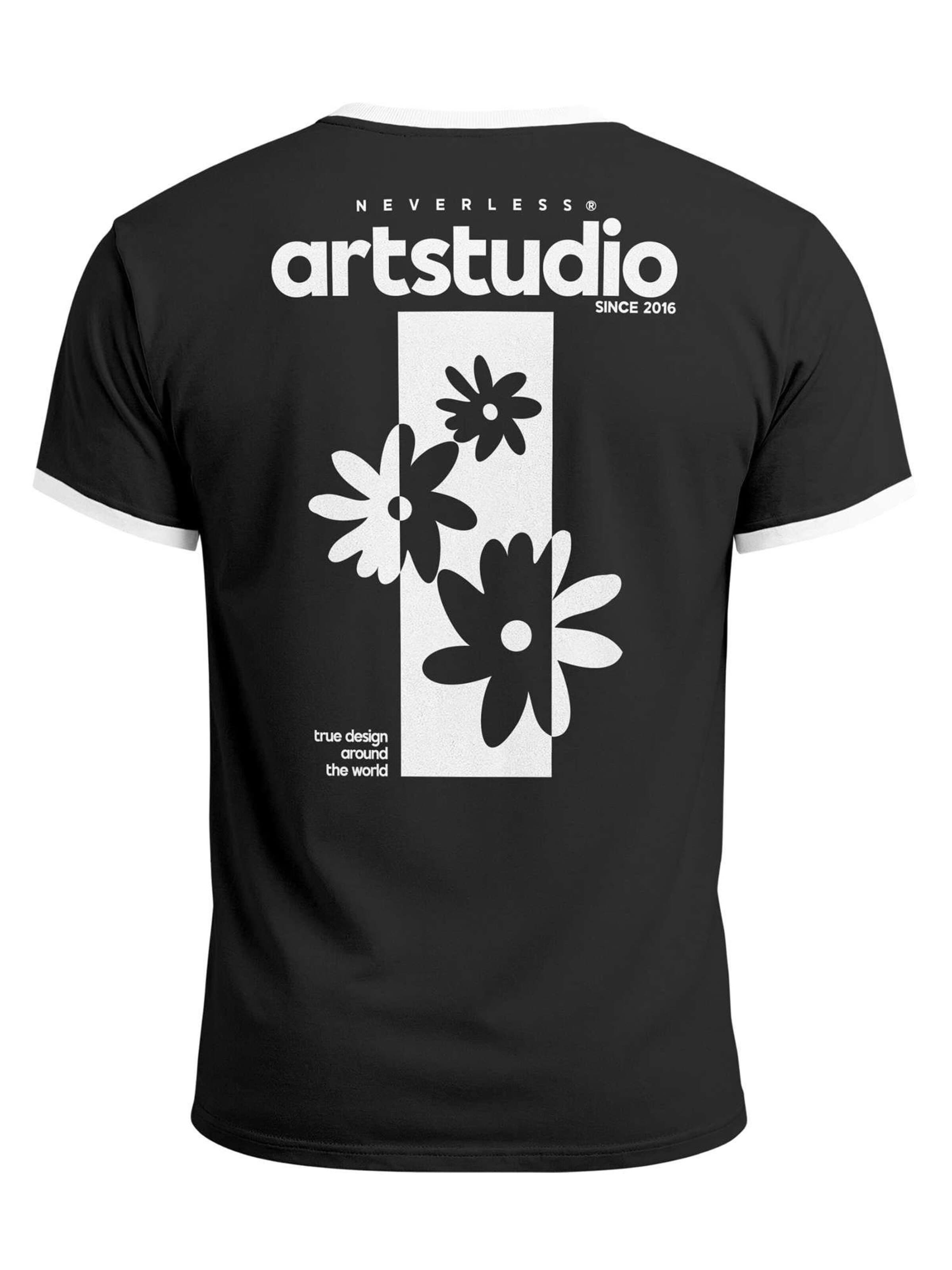 Neverless Shirt 'Artstudio Flowers' in Black: front
