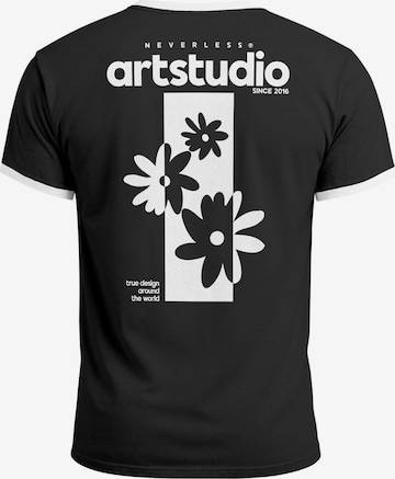 Neverless Shirt 'Artstudio Flowers' in Schwarz: Vorderseite