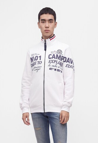 CAMP DAVID Zip-Up Hoodie in White: front
