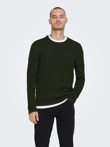 Only & Sons Regular Fit Pullover 'Panter' in Grün: predná strana