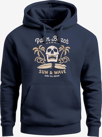 Neverless Sweatshirt 'Skull Surfing' in Blau: Vorderseite