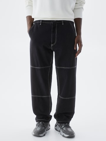 Pull&Bear Loosefit Jeans in Zwart: voorkant