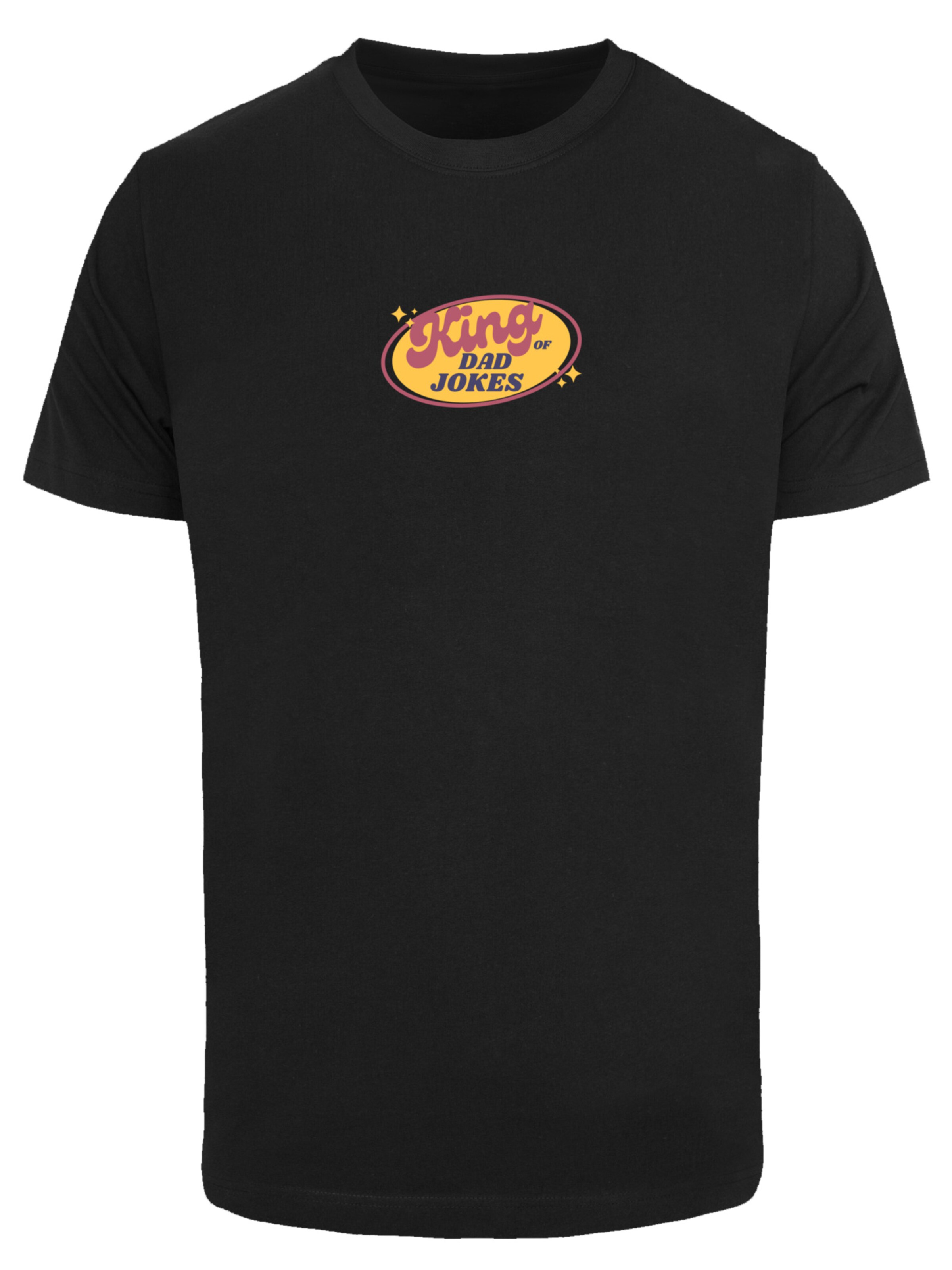 F4NT4STIC Shirt 'King of Dad Jokes Witziges Vatertagsmotiv' in Black: front