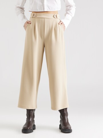QS - Pierna ancha Pantalón plisado en beige: frente