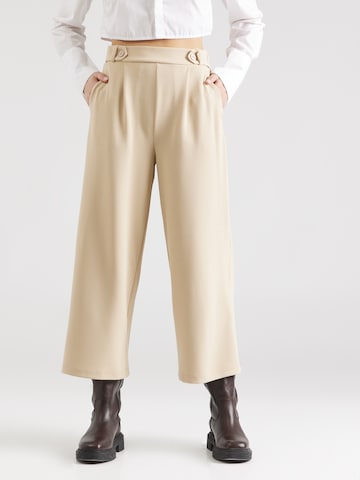 QS Loosefit Bandplooibroek in Beige: voorkant