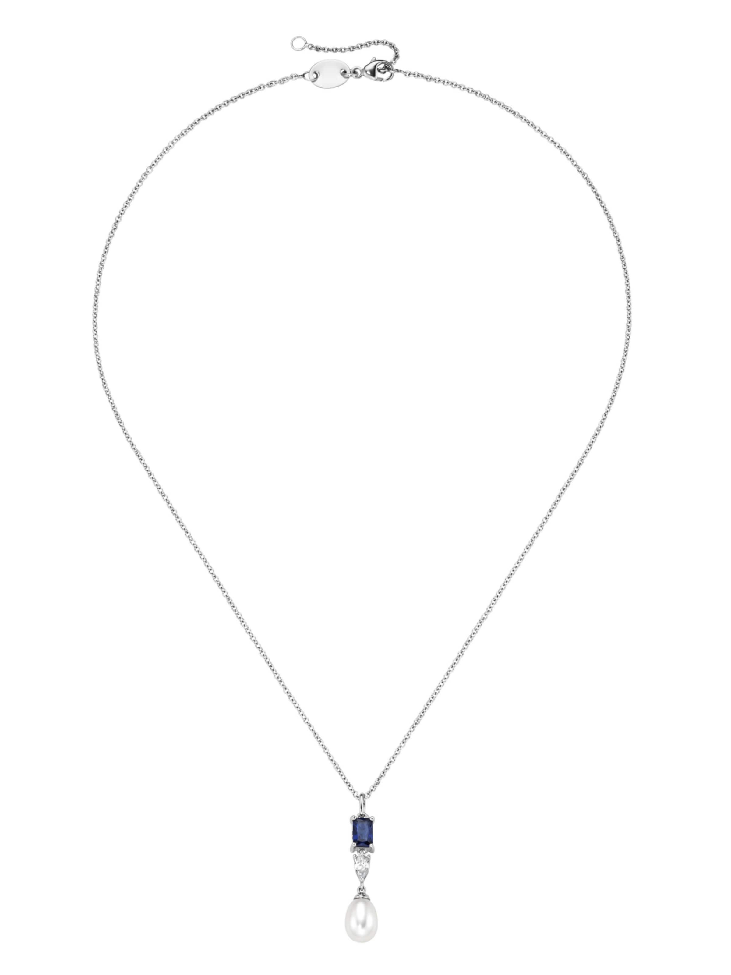 Smart Jewel Colar em safira / prata / transparente / branco pérola, Vista do artigo