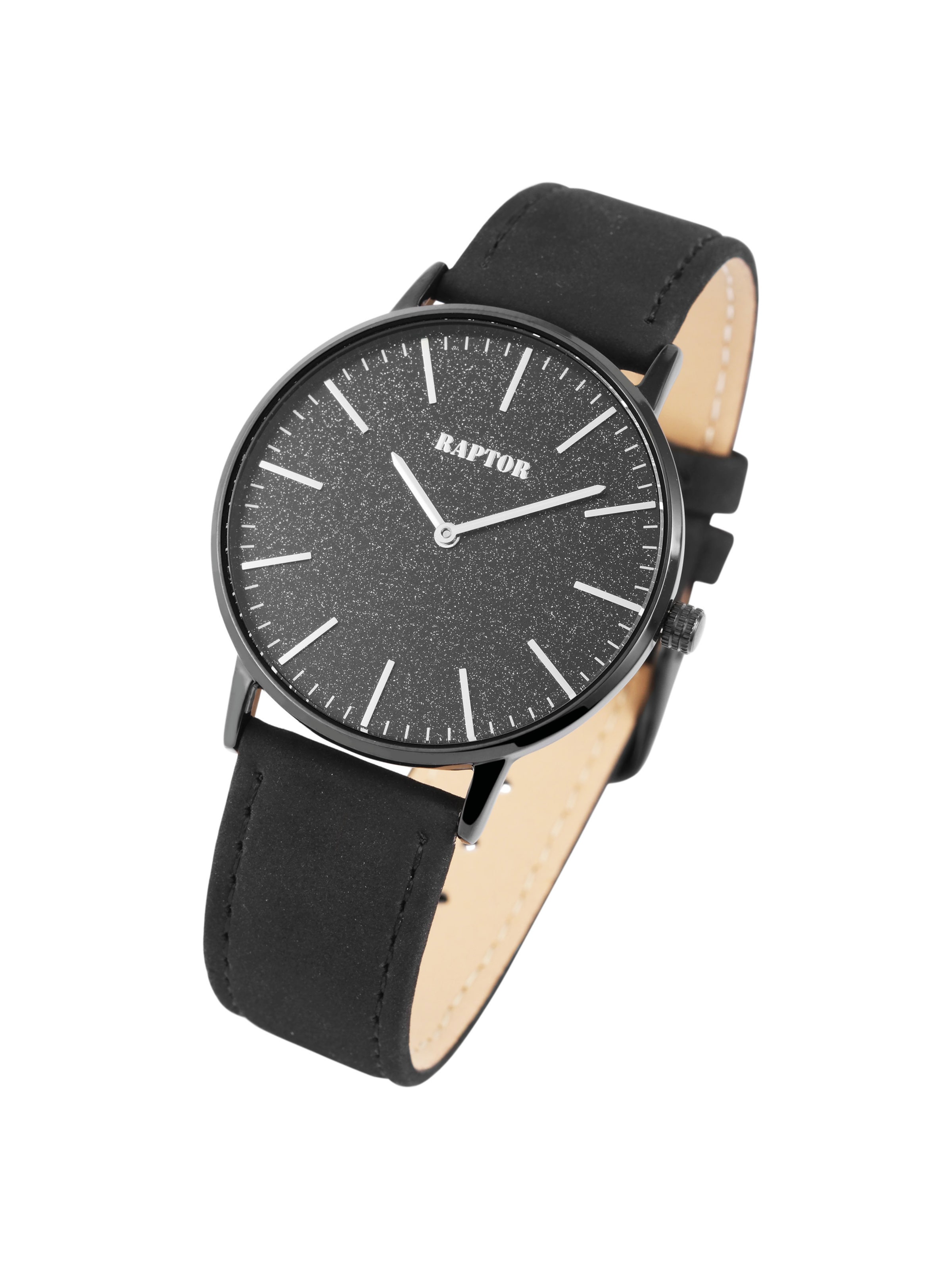 Raptor Analog Watch 'Glenn, Crystal-Besatz' in Black: front