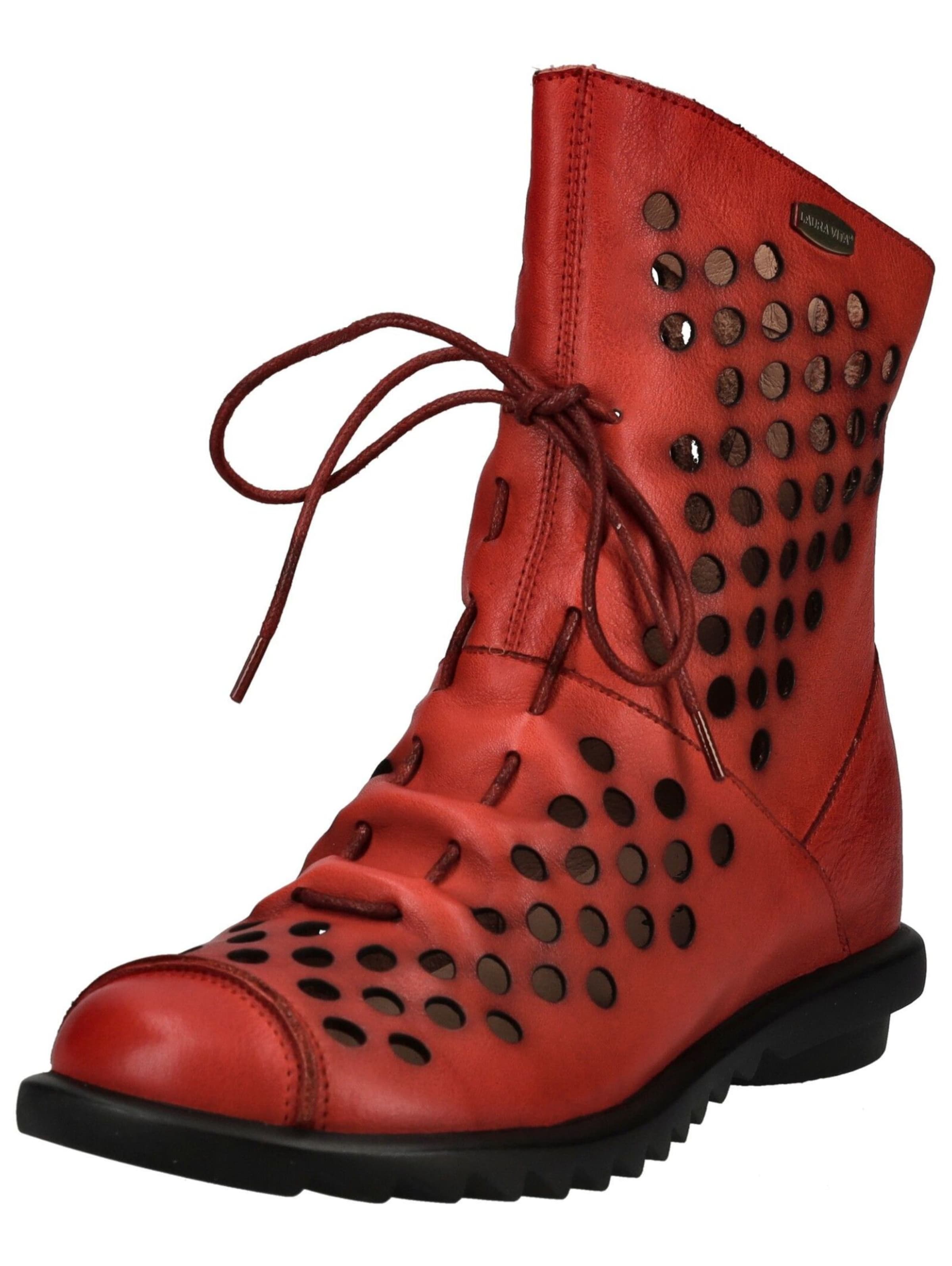 Stivaletto stringato di Laura Vita in rosso: frontale