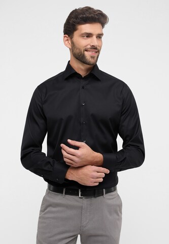 ETERNA Regular fit Zakelijk overhemd in Zwart: voorkant