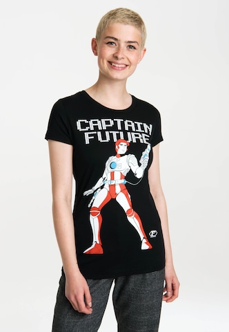 LOGOSHIRT Shirt 'Captain Future' in Zwart: voorkant
