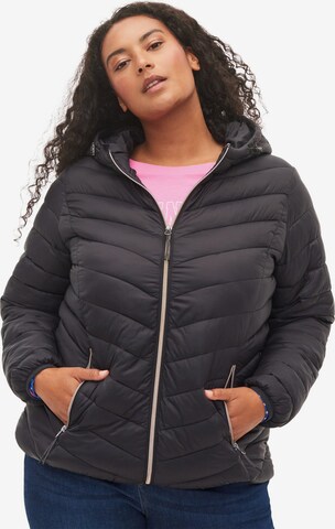 Zizzi Between-Season Jacket in Black: front