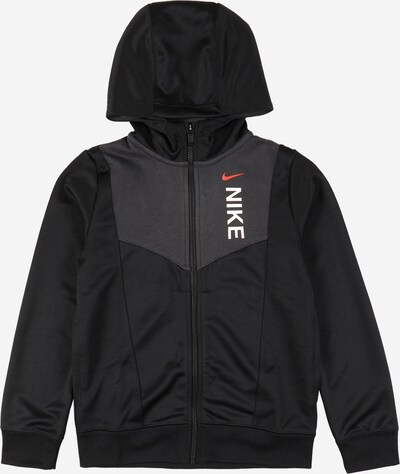 Nike Sportswear Sudadera con cremallera deportiva en gris oscuro / rojo claro / negro / blanco, Vista del producto