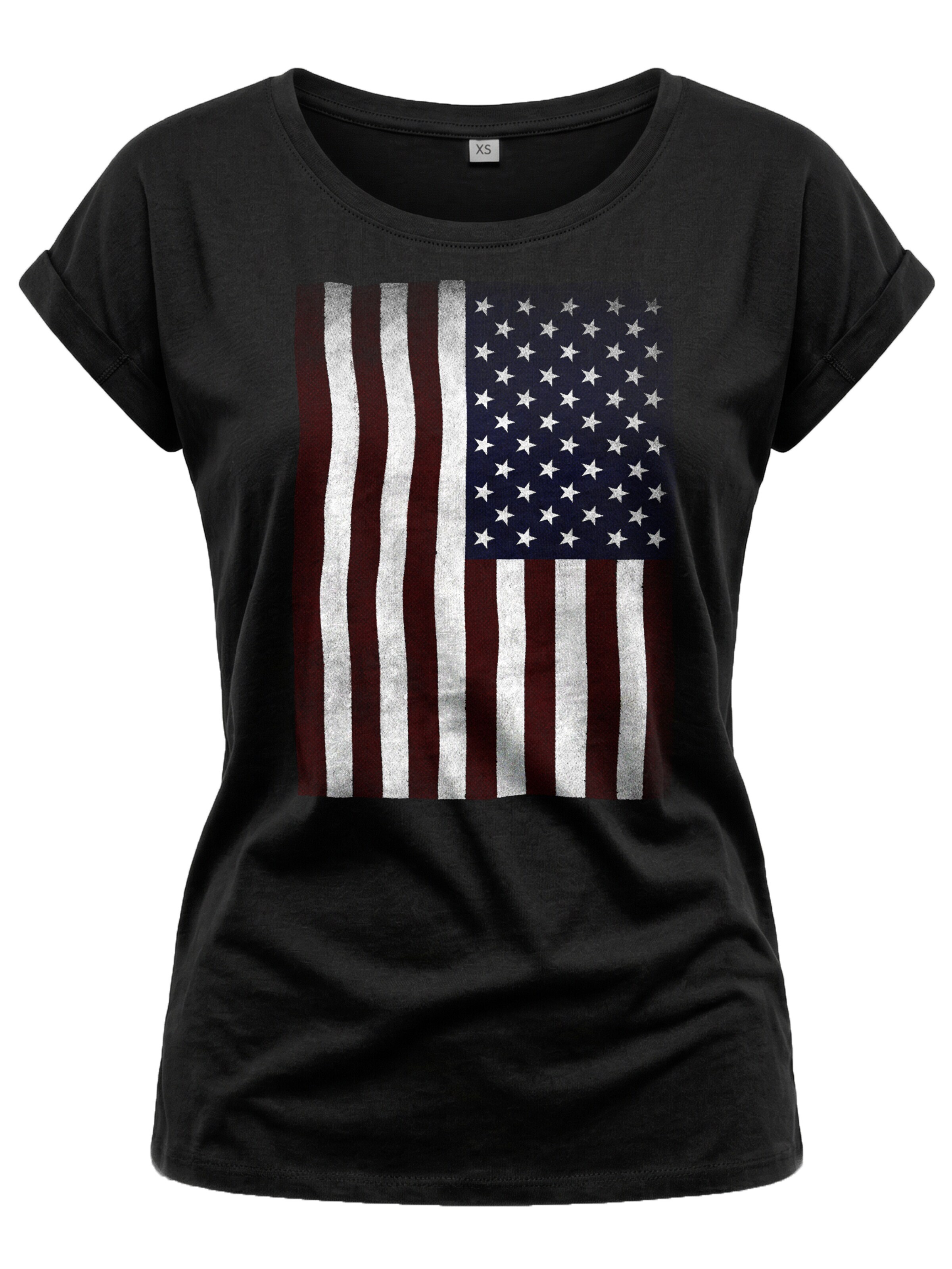 MAKAYA Shirt 'USA Flagge' in Black: front