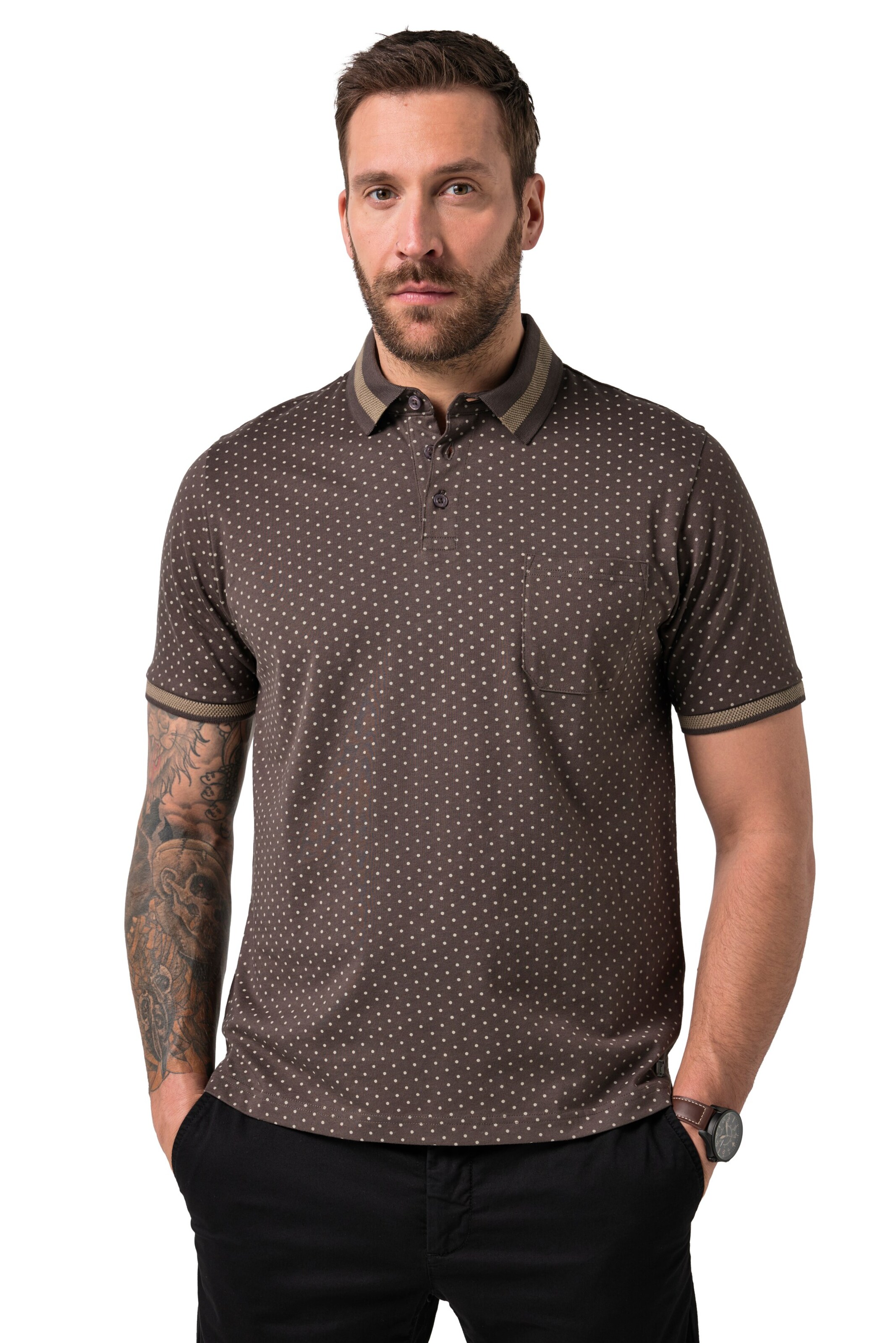 JP1880 Poloshirt in Braun: Vorderseite