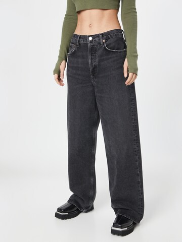 AGOLDE Wide leg Jeans 'Low Rise Baggy' in Black: front