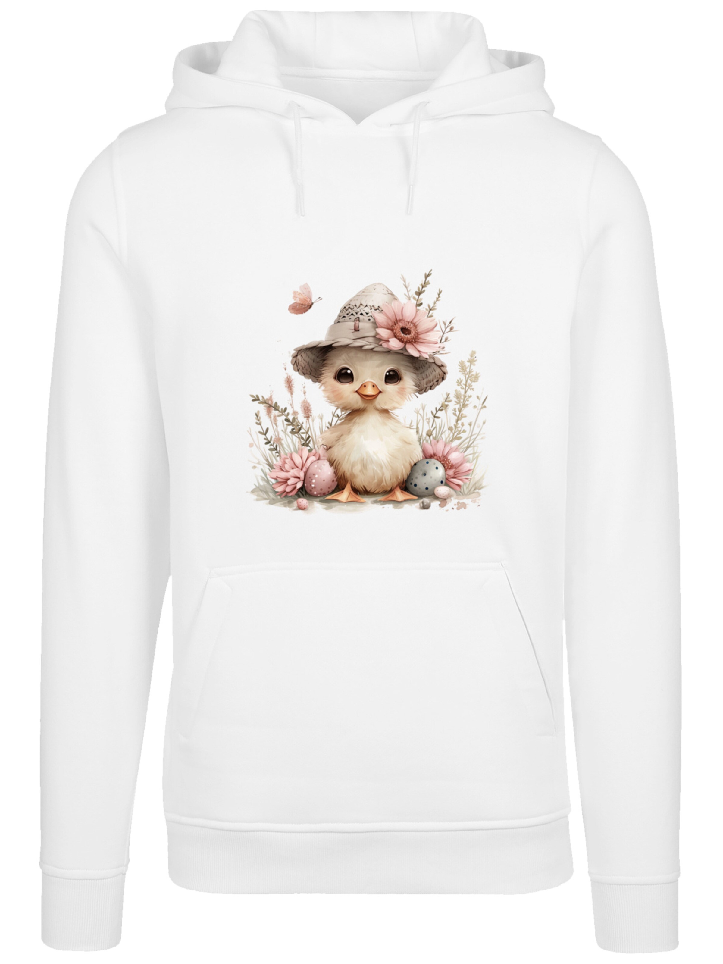 Pull-over 'Süßes Oster Küken mit Hut' F4NT4STIC en blanc : devant